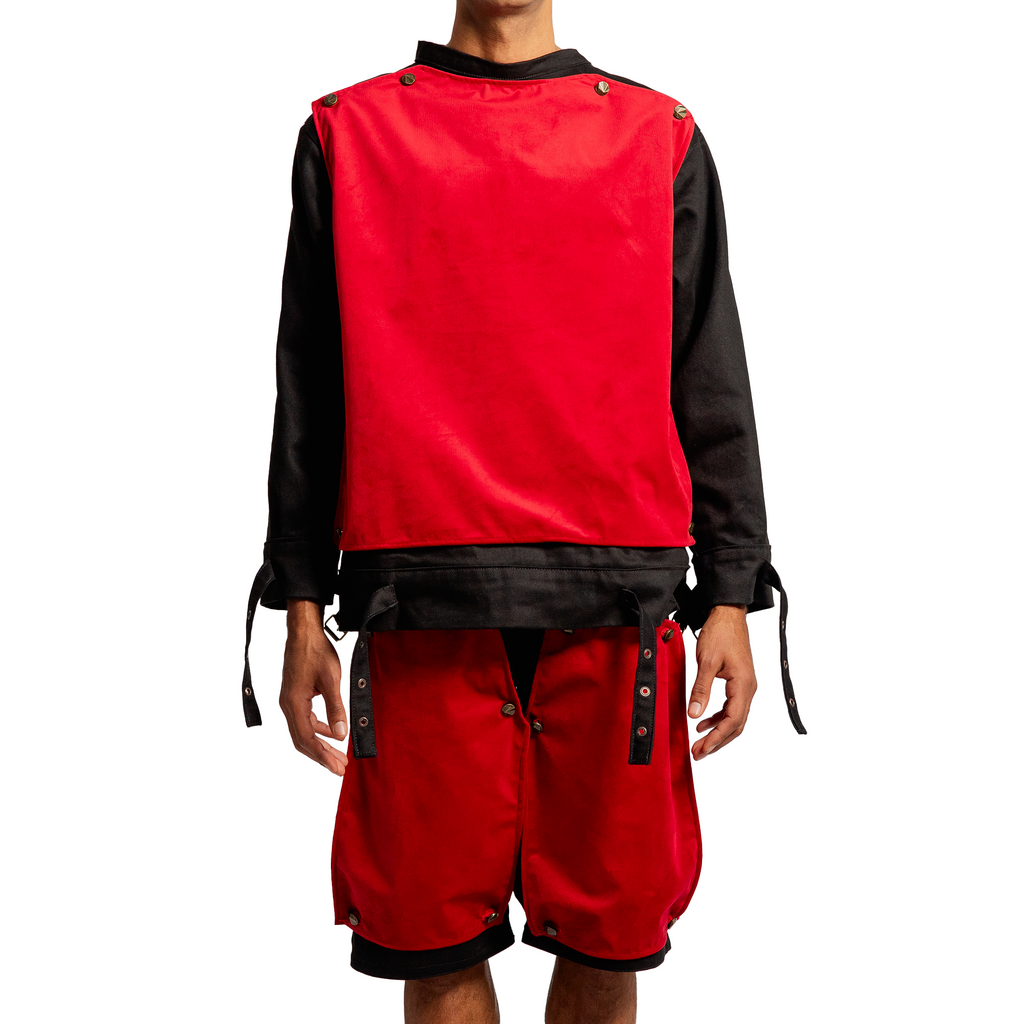 HOODIE DENIM NOIR VELOUR ROUGE LA HAINE